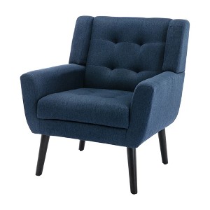 Modern Soft Linen Material Ergonomics Accent Chair Living Room Chair Bedroom Chair Home Chair With Black Legs For Indoor Home - 1 of 4