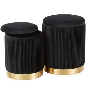 Vynxaria Nesting Coffee Tables - Black Velvet Glamour with Gold Accents - 1 of 4