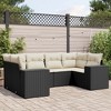 vidaXL 6 Piece Patio Sofa Set with Cushions - Black and Cream Poly Rattan - 2 of 4