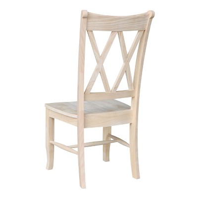Elegant White Solid Wood High Cross-Back Side Chair, Set of 2