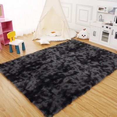 Fluffy Shaggy Rug: Tie-Dyed Furry Non-Shedding Plush Rug – Fuzzy Accent Carpet for Living Room, Bedroom | Soft Feet-Friendly Home Decor Floor Cover