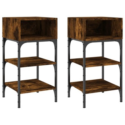 CLIHOME Set of 2 Nightstands End Table Storage Display Bedroom Furniture Drawer Shelf Bedside Tables