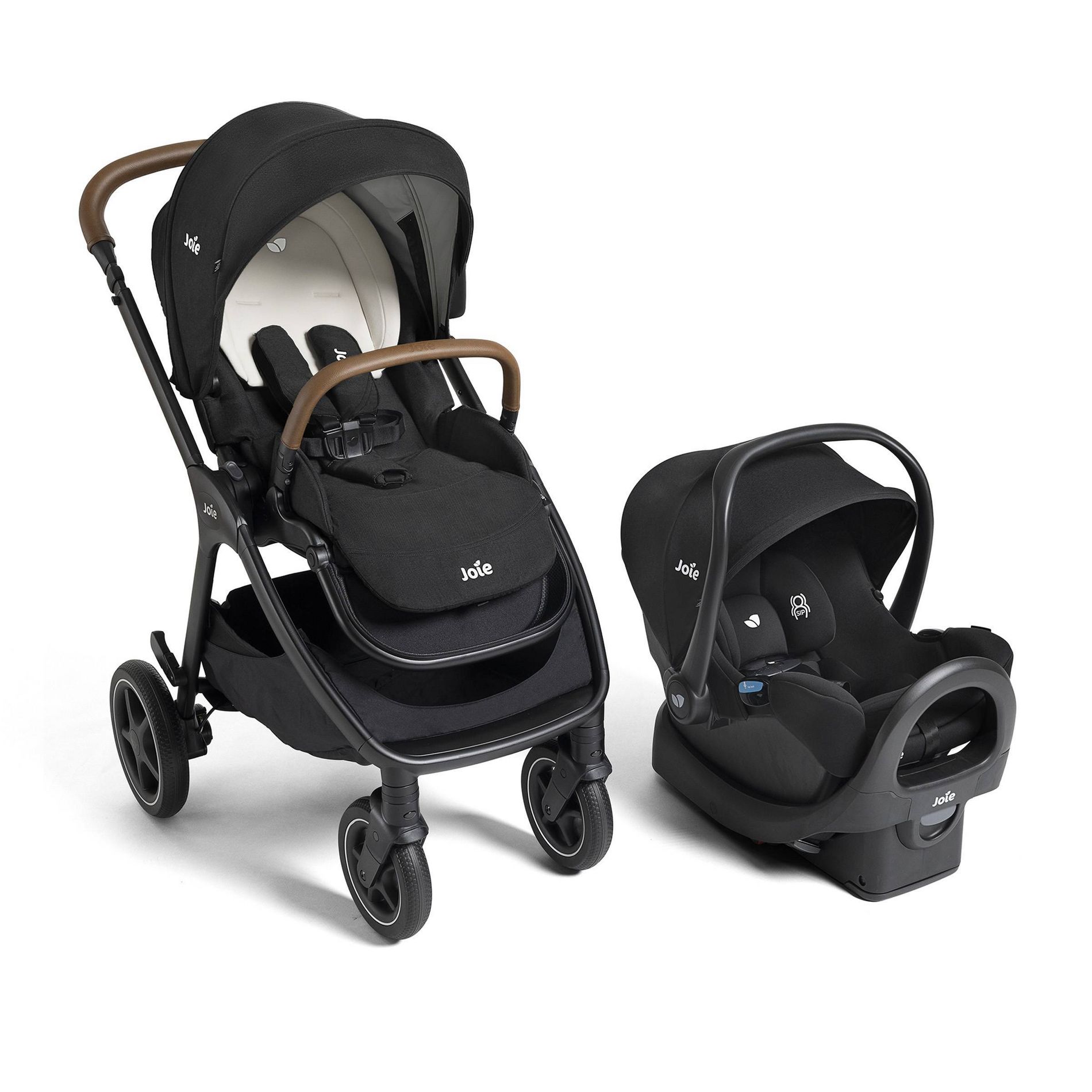 Joie Kava and Rue Travel System - Shale: Storage Area, Adjustable Handle, Lightweight 42.6 lbs, Infant Car Seat 4-30 lbs