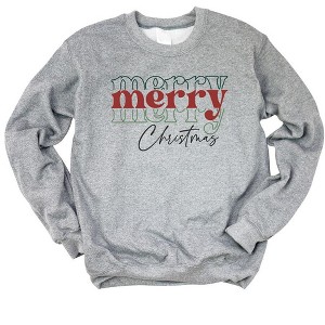 Simply Sage Market Women's Graphic Sweatshirt Merry Christmas Stacked - 1 of 2