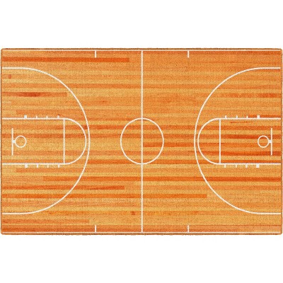 3'3"x5' Rectangle Indoor and Outdoor Basketball Nylon Accent Rug Orange - Brumlow Mills