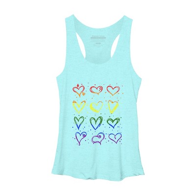 Adult Design By Humans Rainbow Pride Hearts By Classmates Racerback Tank Top