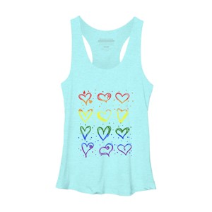 Adult Design By Humans Rainbow Pride Hearts By Classmates Racerback Tank Top - 1 of 2