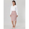Hobemty Women's Wear to Work Elastic High Waist Pleated Bodycon Midi Skirts - 3 of 4