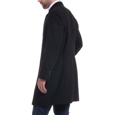 Alpine Swiss Luke Mens Wool Blend Overcoat Single Breasted Topcoat Tailored Notch Lapel Coat Business Professional BLK LRG — фото 6