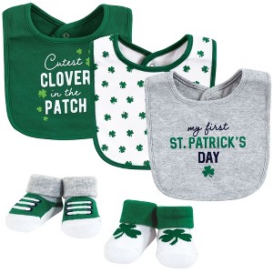 Hudson Baby Infant Boy Cotton Bib and Sock Set, Cutest Clover, 0-9 Months - 1 of 4