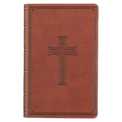 KJV Holy Bible, Giant Print Standard Size Faux Leather Red Letter Edition - Ribbon Marker, King James Version, Brown - (Leather Bound)