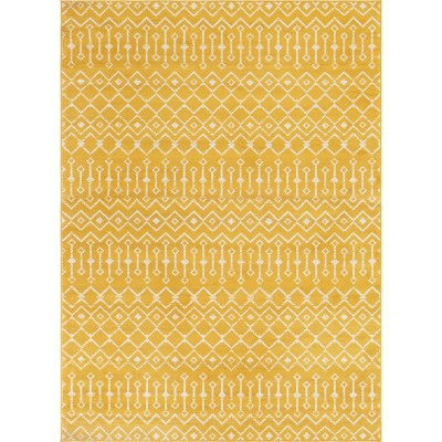 Yellow Geometric Trellis 8' x 10' Synthetic Area Rug