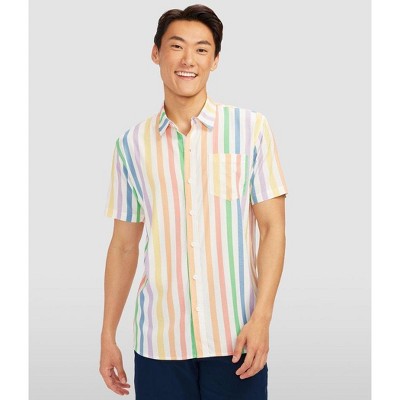 Tipsy Elves Men's Vintage Rainbow Button Down Shirt: Size Medium