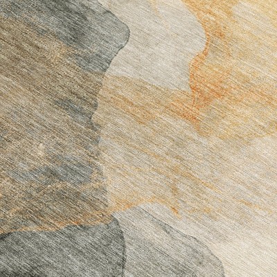 HomeRoots 10' X 14' Orange And Gray Abstract Washable Indoor Outdoor Area Rug