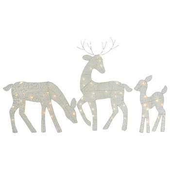 Northlight Set of 3 LED Lighted White Reindeer Family Outdoor Christmas Decorations 29"