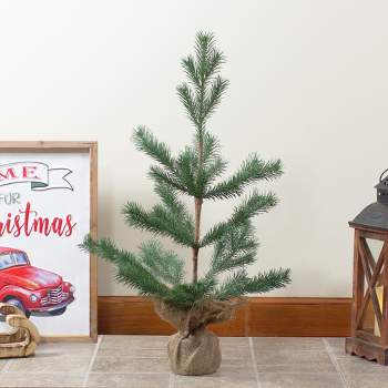 Northlight Real Touch™️ Ponderosa Pine Medium Artificial Christmas Tree Jute Base Decoration – Unlit - 2'