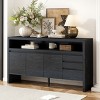 Sideboard Storage Cabinet with Drawers and Open Shelf, Navy Blue Sideboard Buffet for Kitchen, Entryway, Dining Room, Living Room-Maison Boucle - 2 of 4