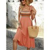 Womens Dress Smocked Sleeveless A Line Print Shoulder Tie Detail Midi Dress - 2 of 4
