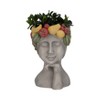 Decorative Polyresin Face Planter with Fruit Crown - Artistic Indoor/Outdoor Plant Pot - Gray - 18" Gray, Yellow, Red - 2 of 4