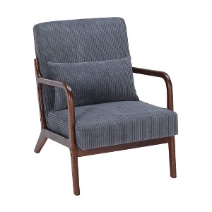 TIRAMISUBEST Mid-Century Modern Accent Chair - Upholstered Armchair with Pillow & Solid Wood Frame, Reading Chair for Living Room, Bedroom - 1 of 4
