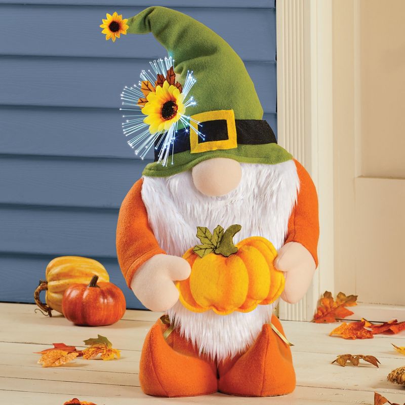 Collections Etc Extendable Fiber Optic Fall Gnome Porch Greeter 11 X 7 X 36, 3 of 4