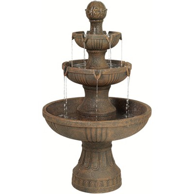 John Timberland Italian Outdoor Floor Water Fountain 43" High 3-Tiered Floor Cascading for Yard Garden Lawn