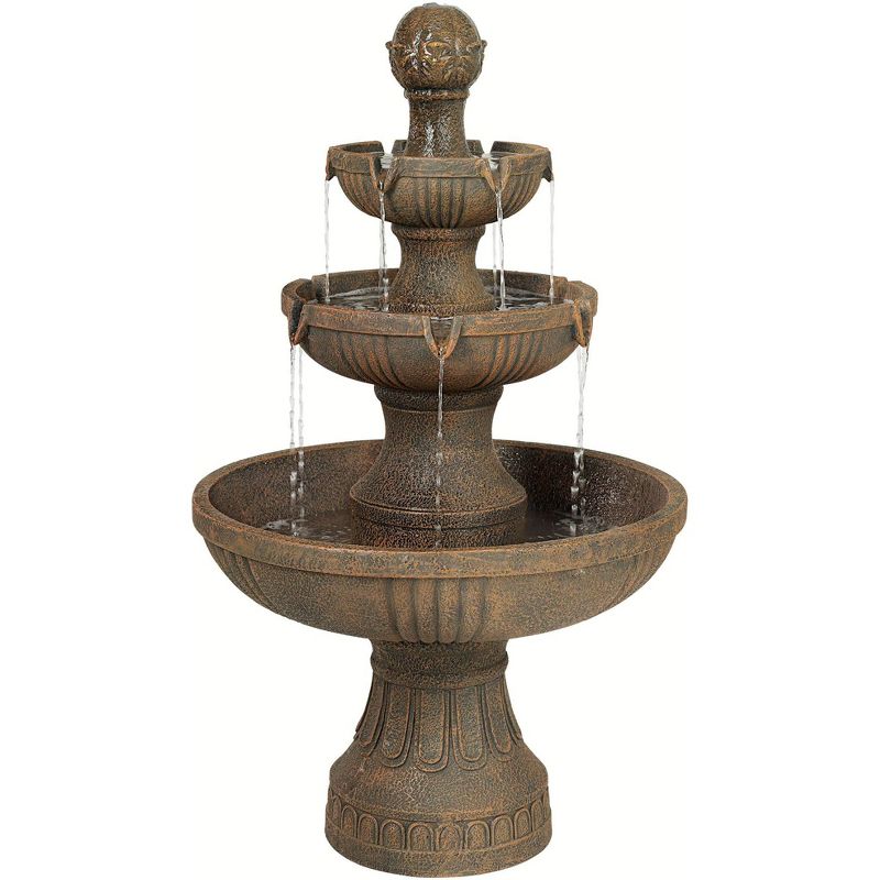 John Timberland Ravenna Rustic 3 Tier Weathered Stone Cascading Outdoor Floor Water Fountain 43" for Yard Garden Patio Home Deck Porch House Exterior, 1 of 11