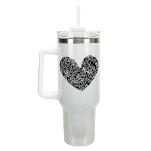 Elanze Designs Floral Vine Heart Life Full of Love 40 oz. Stainless Steel, Large Water Bottle Coffee Mug, Spill & Leak Resistant, Thermal Travel - 1 of 1
