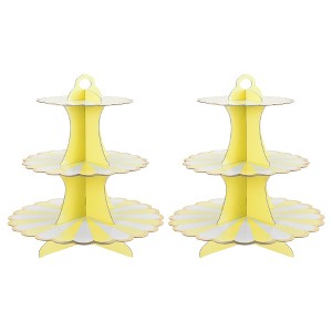 Unique Bargains 3-Tier Cupcake Stand Tower Cardboard Dessert Cup Cake Stand Tower 2 Pcs - 1 of 4
