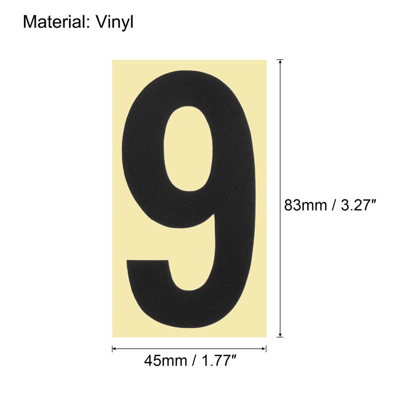 Unique Bargains 0 - 9 Vinyl Waterproof Self-Adhesive Reflective Mailbox Numbers Sticker 3.27 Inch Black 3 Set, 2 of 5