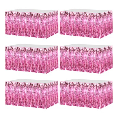Unique Bargains Wedding Birthday Metallic Foil Fringe Table Skirts for Rectangle Tables