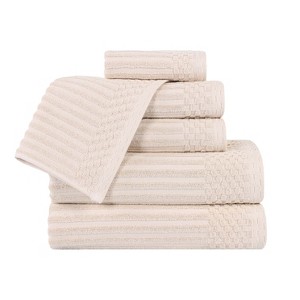 Modern Ribbed Cotton  Assorted Towel Set by Blue Nile Mills - 1 of 4