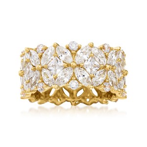 Ross-Simons 7.30 ct. t.w. Multi-Cut CZ Floral Eternity Band in 18kt Gold Over Sterling - 1 of 4