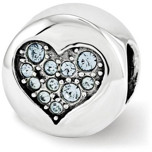 Black Bow Jewelry Sterling Silver with Light Blue Crystals March Heart Courage Bead Charm - 1 of 4