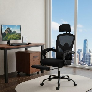 AZL1 Life Concept Computer Office Desk Chair with Ergonomic Support Retractable Footrest Padded Armrest for Home Office, 27.5"*38.5"*51.7" - 1 of 4