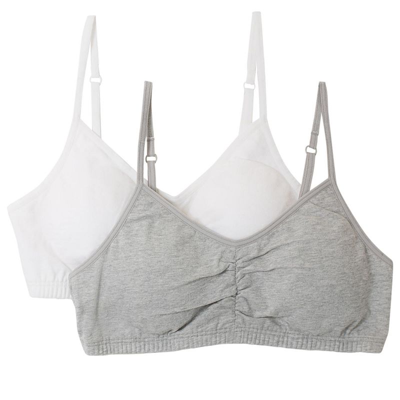 Fruit of the Loom Girls' Bralette with Removable Pads 2-Pack, 1 of 3
