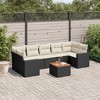 vidaXL Patio Sofa Set with Cushions Outdoor Furniture 8 Piece Poly Rattan - Black and Cream - 2 of 4