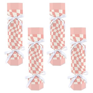 Big Dot of Happiness Pink Checkered Party - No Snap Party Table Favors - DIY Cracker Boxes - Set of 12 - 1 of 4