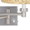 Possini Euro Design Modern Swing Arm Wall Lamps Set of 2 Brushed Nickel Plug-In Light Fixture Woven Seagrass Shade Bedroom Bedside - 3 of 4