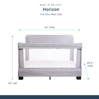 Grey Full Size Mesh Crib with Quilted Fabric