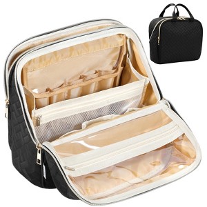 Generic Makeup Bag Large Capacity with Room for Brushes and Mirror Travel Makeup Organizer - 1 of 4