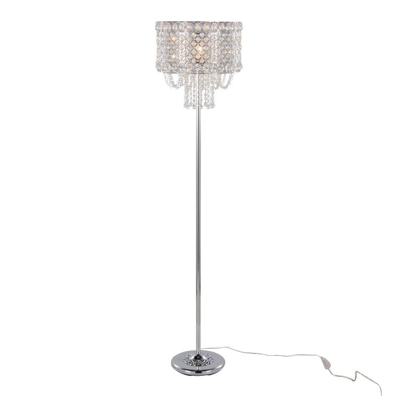 LumiSource Droplets 60&#34; Contemporary Metal Floor Lamp in Polished Chrome and Clear K9 Crystal Accents from Grandview Gallery, 2 of 10