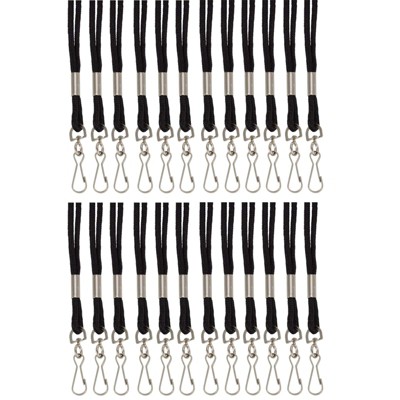 SICURIX Standard Lanyard Hook Rope Style, Black, Pack of 24