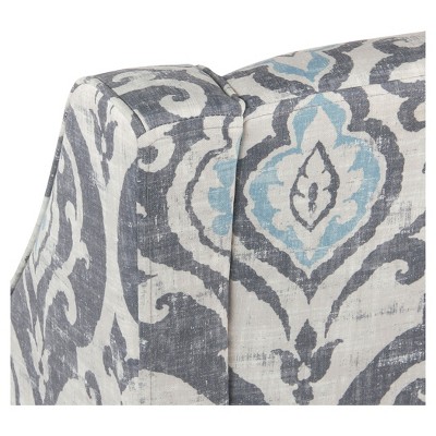 Suri Blue Classic Swoop Accent Chair with Wood Legs