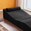 GDFStudio Nira Modern Multi-Functional Foldable Velvet Upholstered Armless Chaise Lounge with 1 Pillow - 3 of 4