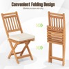 Tangkula Folding Patio Chairs Set of 2 w/ Slatted Backrests & Soft Seat Cushions - 4 of 4