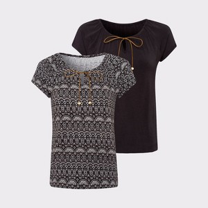 Women's 2 Pk Short Sleeve Tops - LASCANA - 1 of 4