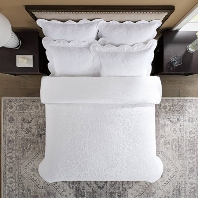 White Cotton Euro Sham with Scalloped Edges