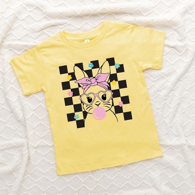 The Juniper Shop Checkered Groovy Bunny Toddler Short Sleeve Tee