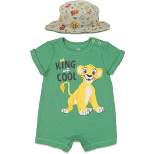 Disney Lion King,Mickey Mouse,Winnie the Pooh Simba Baby Romper and Sunhat Newborn to Infant 